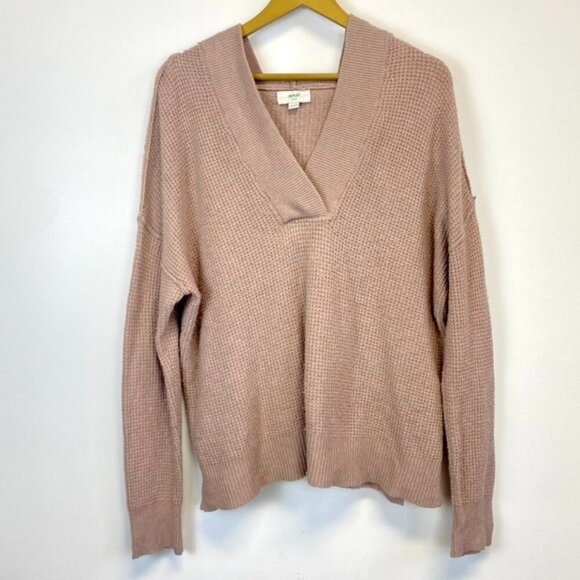 Aerie Oversized Cozyup Waffle Hooded V Neck Sweater - Picture 1 of 9